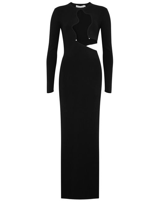 Christopher Esber Black Salacia Cut-out Ribbed Maxi Dress