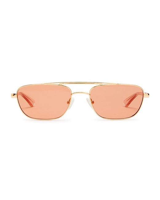 Le Specs White Le Mimi Rectangle-Frame Sunglasses