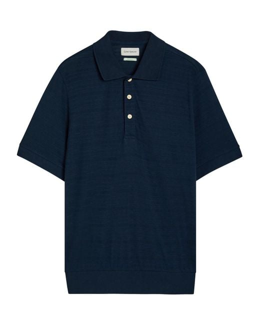 Oliver Spencer Blue Glendale Fine-Knit Polo Shirt for men