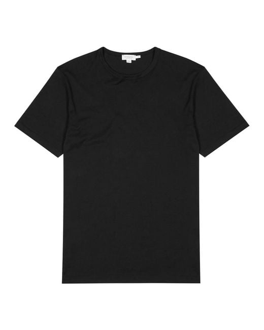 Sunspel Black Cotton T-Shirt for men