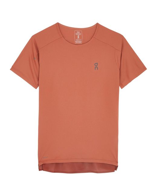 On Shoes Orange Performance Panelled Stretch-Jersey T-Shirt