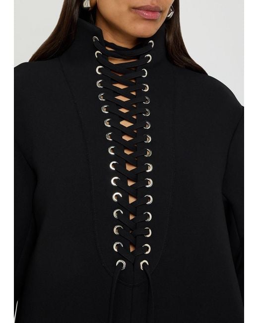 Khaite Black Lee Lace-Up Crepe Mini Dress