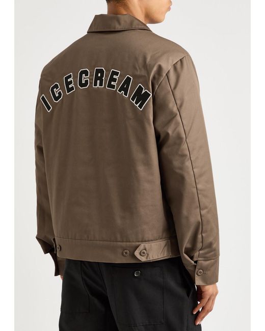 ICECREAM Brown Logo-Appliquéd Twill Jacket for men