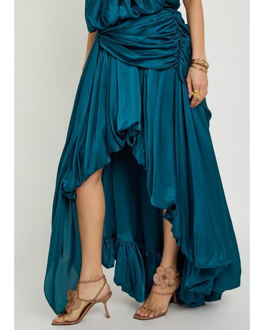 Zimmermann Blue Alchemy Halterneck Satin Maxi Dress