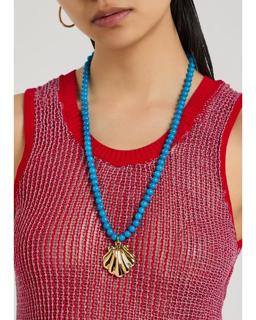 Timeless Pearly Blue Beaded 24Kt-Plated Necklace