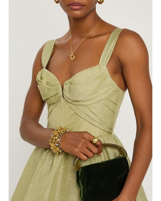 Zimmermann Rebellion Draped Linen And Silk-Blend Mini Dress in Green | Lyst Zimmermann Rebellion Draped Linen And Silk-Blend Mini Dress in Green | Lyst