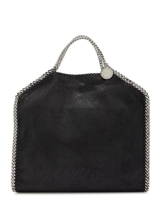 Stella McCartney Black Falabella 3 Chain Faux Suede Tote Bag