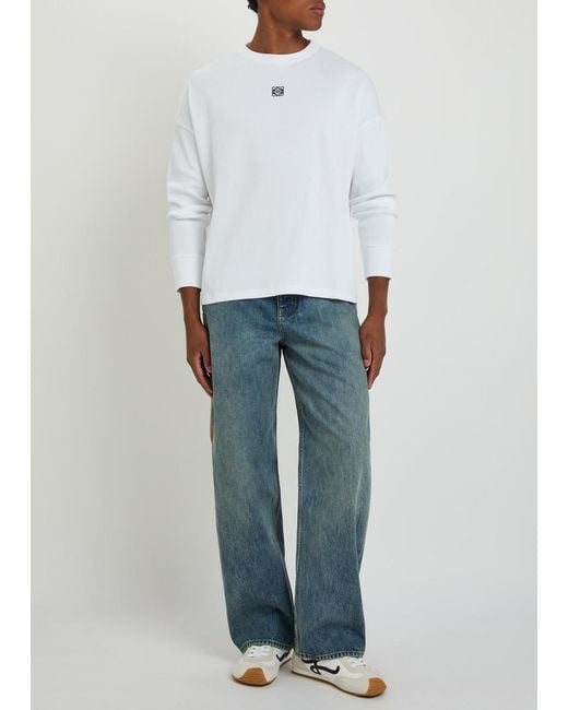 Loewe White Logo-Embroidered Long-Sleeve Cotton T-Shirt for men