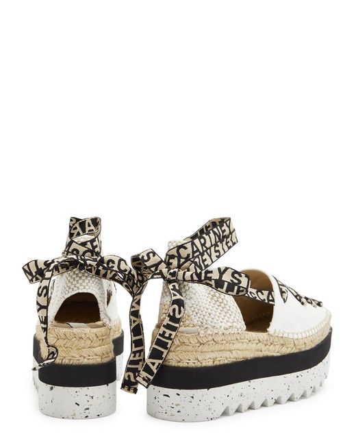 Stella McCartney White Gaia Canvas Platform Espadrilles