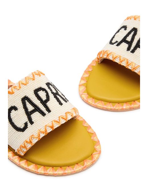 De Siena Yellow Capri Beaded Leather Sliders