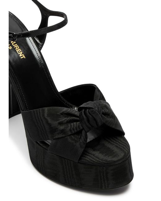 Saint Laurent Black Bianca 85 Platform Satin Sandals