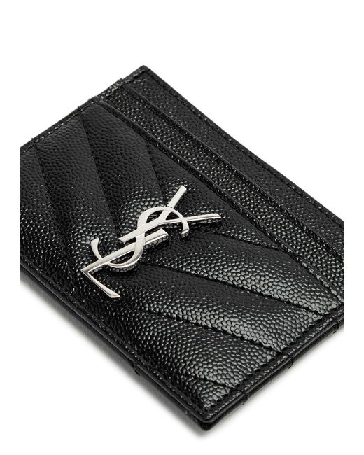 Saint Laurent Black Logo Leather Card Holder