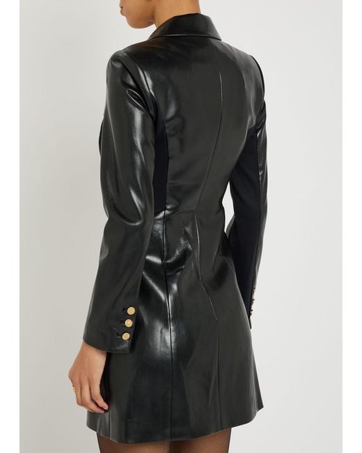 Alice + Olivia Black Michelle Faux Leather Mini Blazer Dress