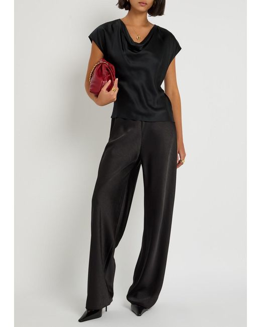Vince Black Cowl-Neck Silk Blouse