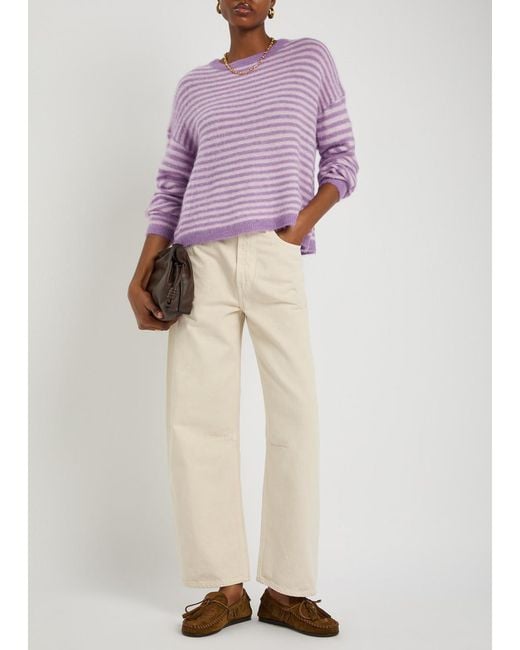 American Vintage Purple Nenybay Striped Brushed-Knit Jumper
