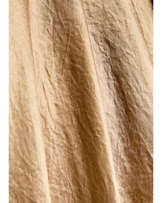 Eileen Fisher Natural Crinkled Satin Midi Skirt