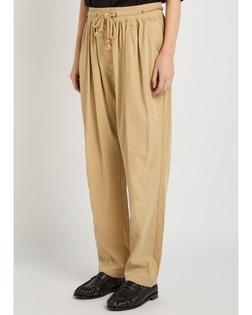 Isabel Marant Natural Falcona Drawstring Woven Trousers