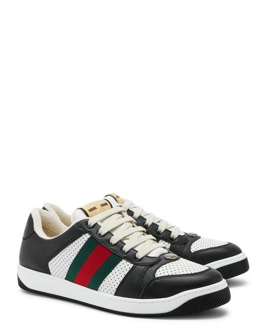 Gucci Black Screener Panelled Leather Sneakers for men