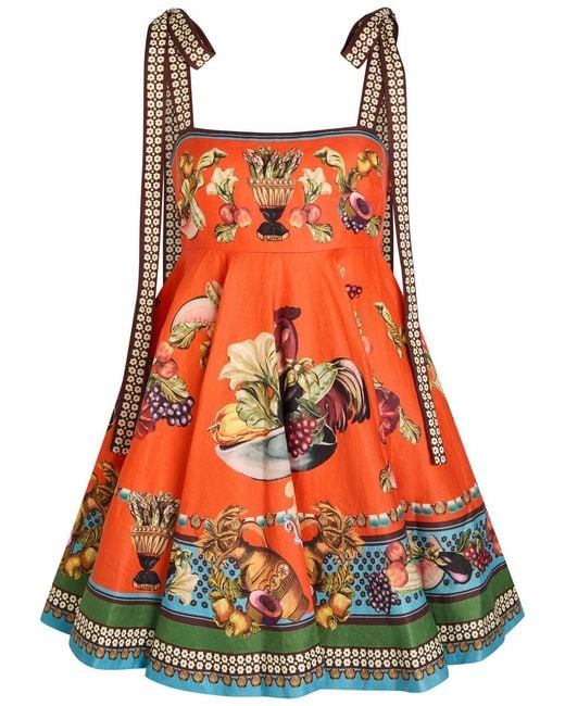 ALÉMAIS Red Rocco Printed Linen Mini Dress