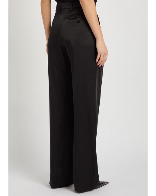 Stella McCartney Black Pleated Straight-Leg Satin Trousers