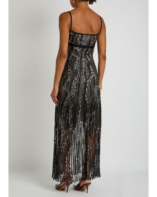 Missoni Black Patterned-Jacquard Metallic-Knit Midi Dress