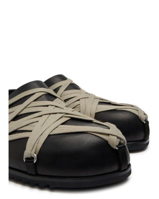 Rick Owens Black Mega Lace Leather Mules for men