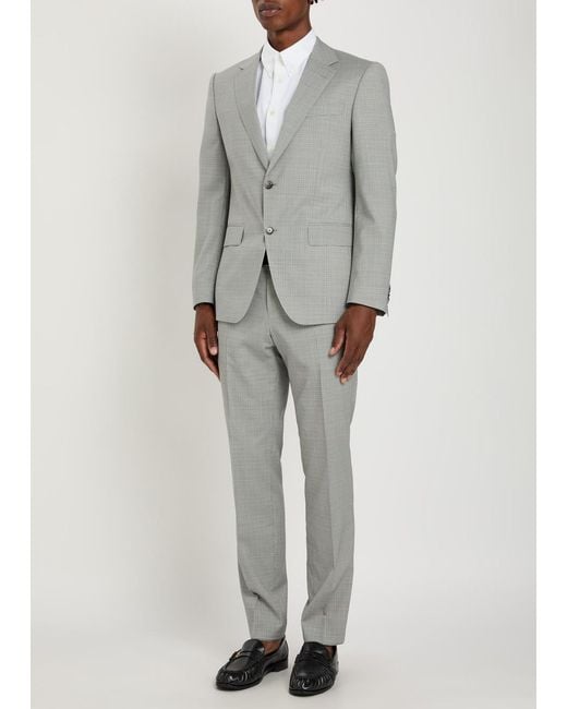 Boss Gray Houndstooth Stretch-Wool Suit for men