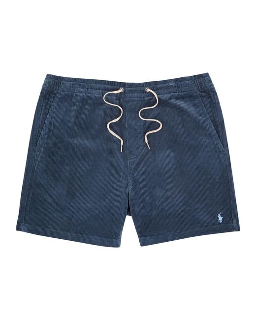 Polo Ralph Lauren Blue Logo-Embroidered Corduroy Shorts for men