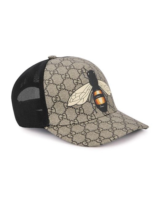Gucci GG And Bee-print Mesh Hat in Natural for Men | Lyst UK