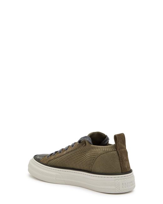 Brunello Cucinelli Green Stud Knit Sneakers