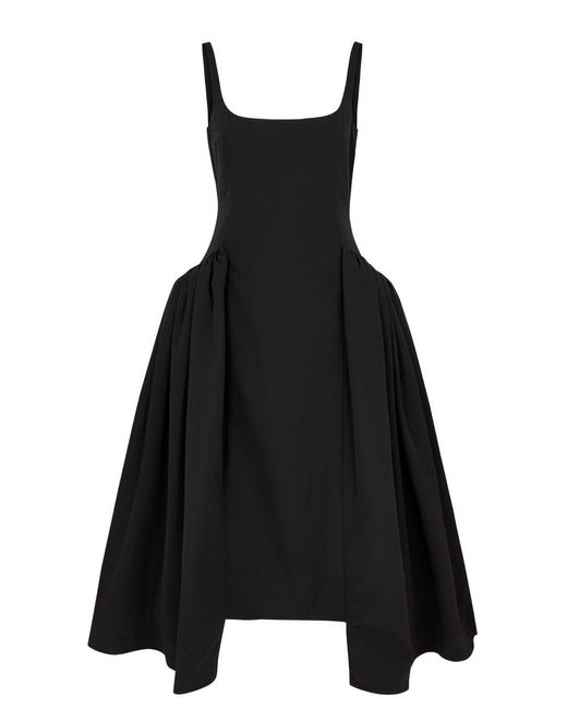 16Arlington Black Vezile Taffeta Midi Dress