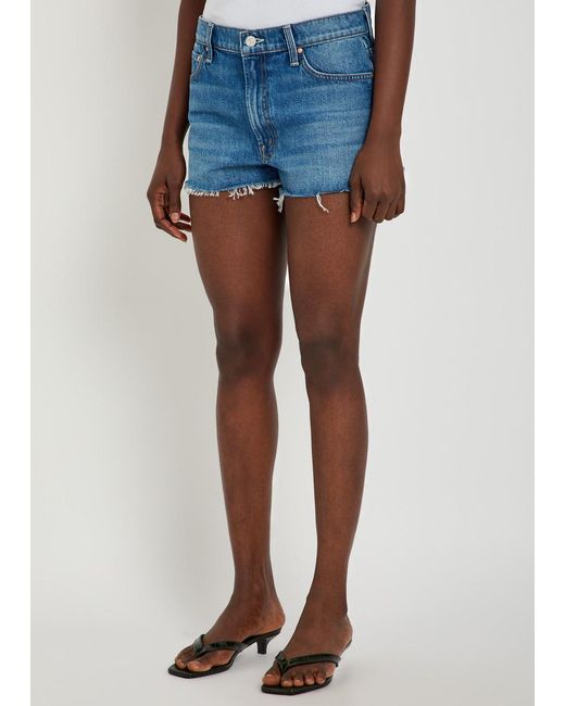 Mother Blue The Dodger Fray Denim Shorts
