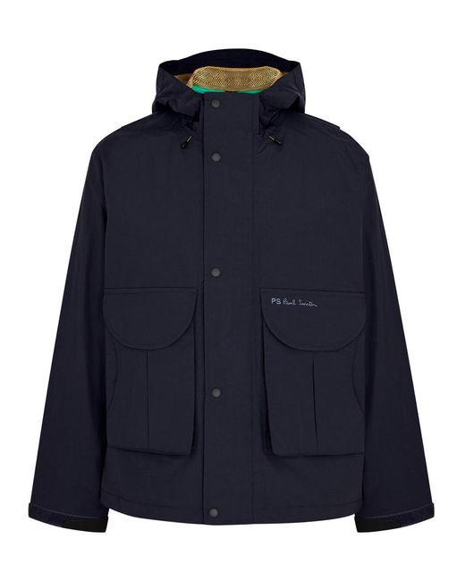 PS by Paul Smith Blue Hooded Shell Jacket for men
