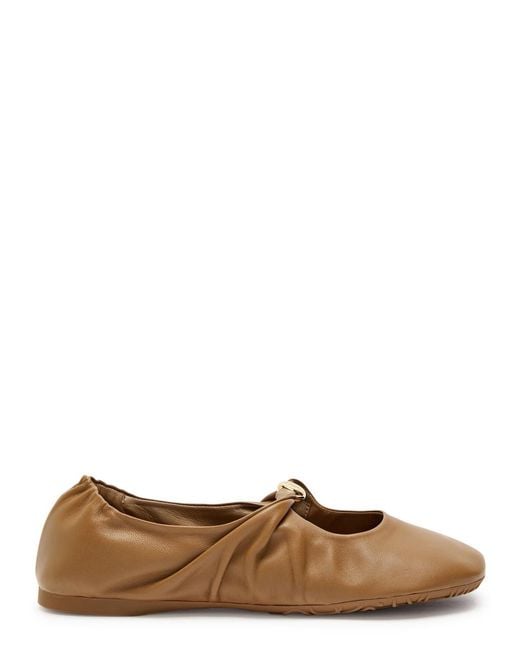 Loewe Brown Pebble Leather Ballet Flats