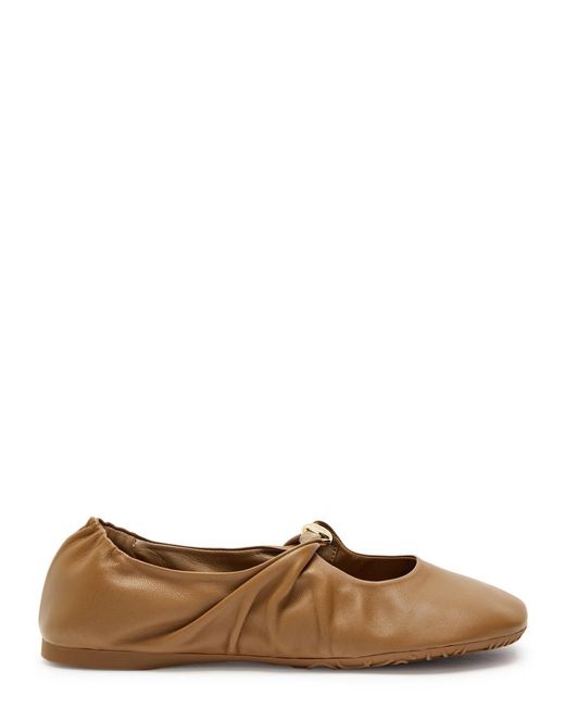 Loewe Brown Pebble Leather Ballet Flats