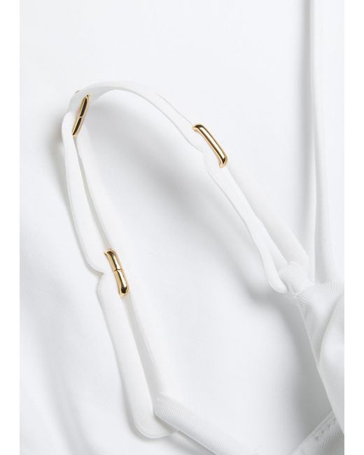 Max Mara White Chappa One-Shoulder Swimsuit
