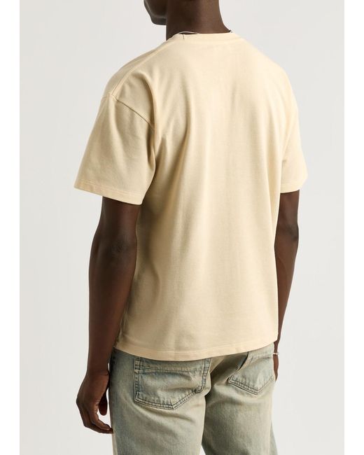 Saint Laurent White Cassandre Logo-Embroidered Cotton-Blend T-Shirt for men