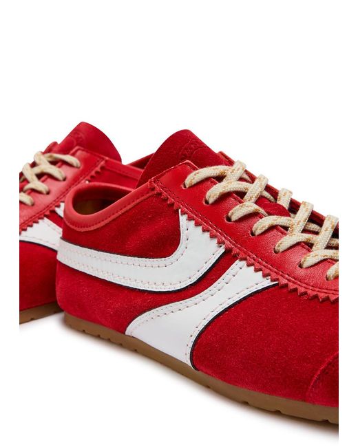 Dries Van Noten Red Dustin Panelled Suede Sneakers