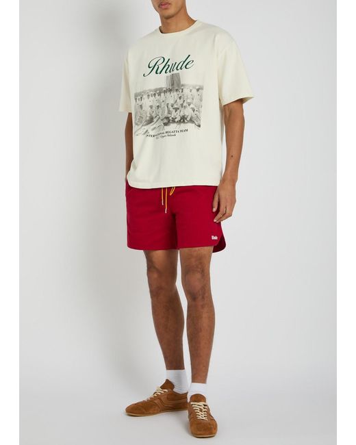 Rhude Classic Logo-Embroidered Cotton Shorts for men
