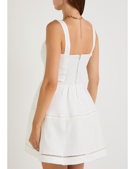 Reformation White Everett Linen Mini Dress