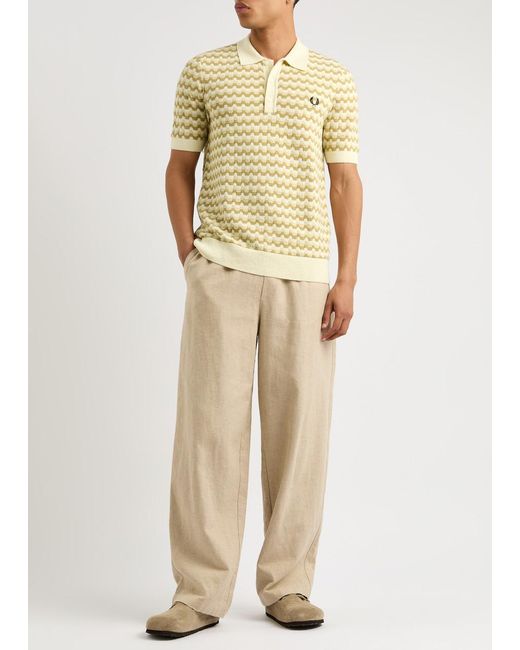 Fred Perry Metallic Striped Bouclé-Knit Polo Shirt for men