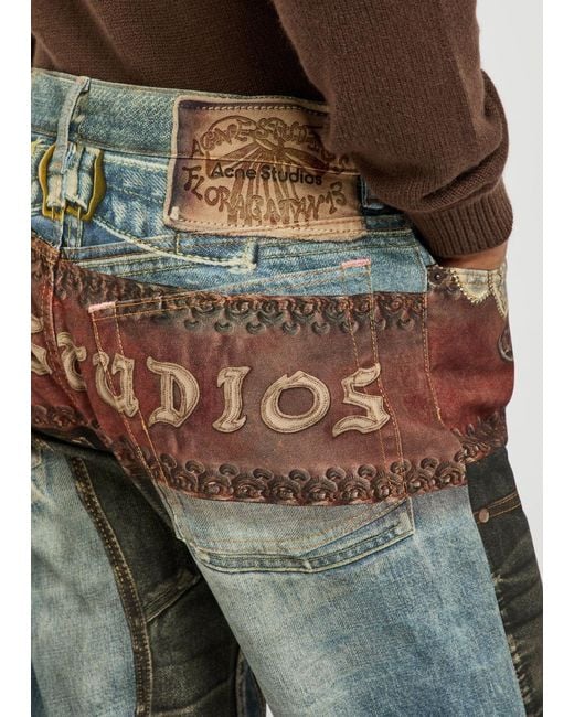 Acne Blue 2010 Printed Straight-Leg Jeans for men