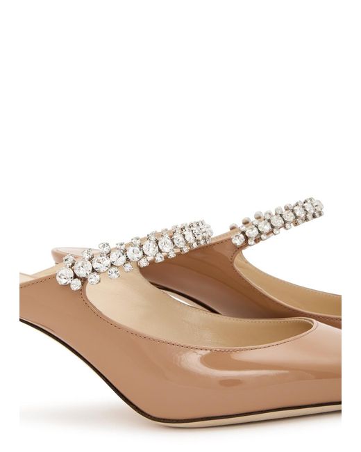 Jimmy Choo Brown Bing 65 Embellished Leather Mules, Mules, Size 7 Heel