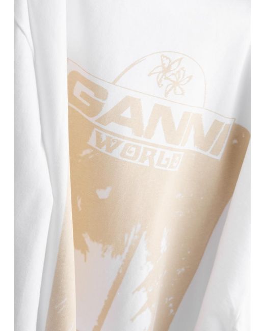 Ganni White Printed Cotton Top