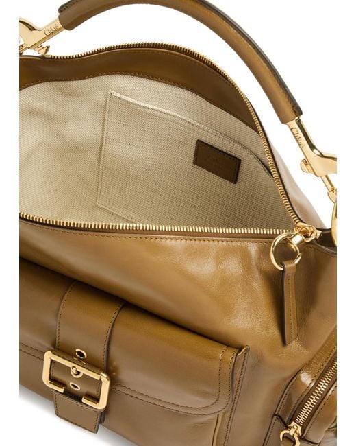 Chloé Brown Large Glossed Leather Camera Bag