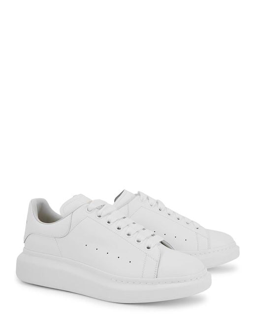 Alexander McQueen White Oversized Leather Sneakers, Low-Tops for men