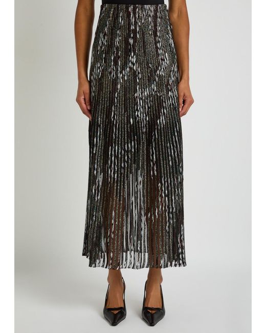 Missoni Black Patterned-Jacquard Metallic-Knit Midi Skirt
