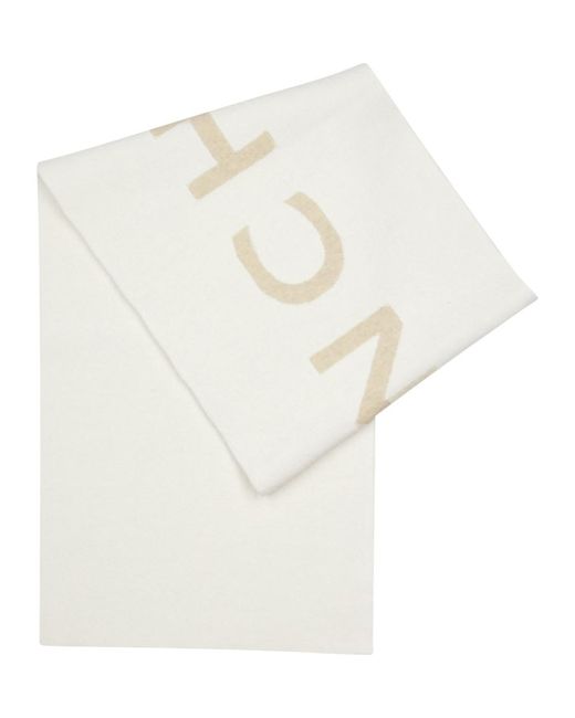 Givenchy White Logo-intarsia Wool-blend Scarf