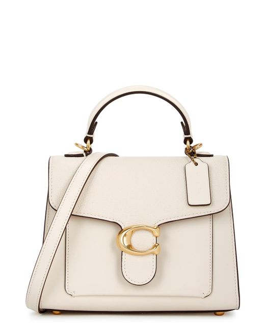 COACH Tabby 20 Ivory Leather Top Handle Bag in White | Lyst