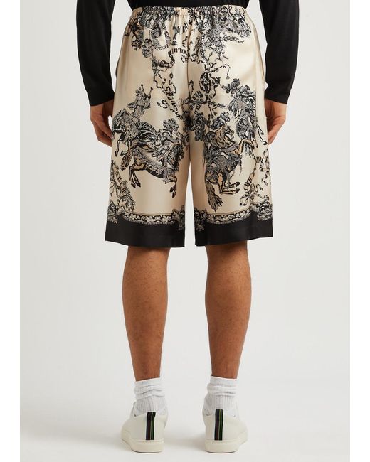 Gucci Natural Printed Silk-satin Shorts for men